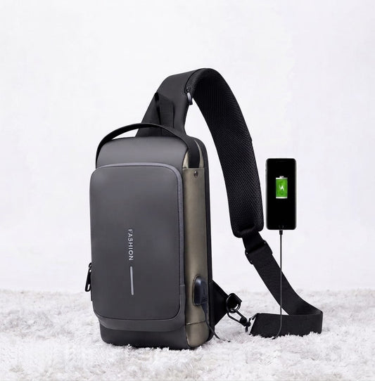 Crossbody Sling Bag with External USB Charging Port