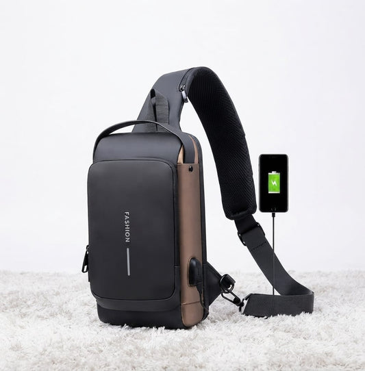 Crossbody Sling Bag with External USB Charging Port